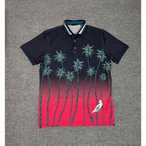 Greyson Men’s Navy to Red Palm Tree Gradient Polo
